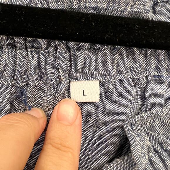 Chambray Light Blue Floral Embroidered OFF Shoulder Mini Dress Denim Cotton L - Picture 3 of 10